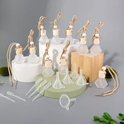 10 Pcs Car Air Freshener Bottle Empty Glass Frosted Bottles Perfume Refillable Air Freshener Pendant Car Vials Bottles (Diamond)