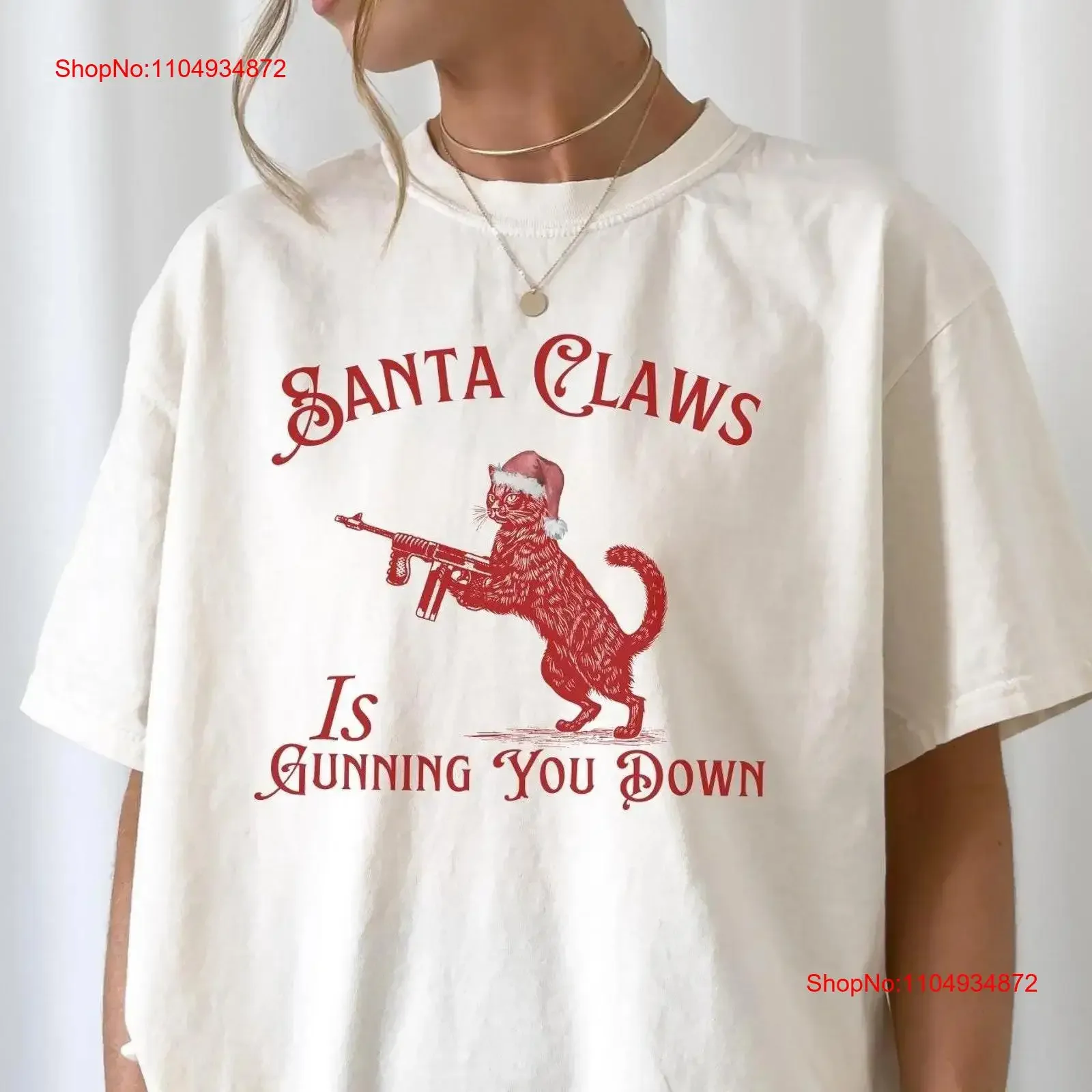 

Funny Santa Meme Christmas T Shirt Unhinged Cat 90s Sarcastic Holiday Weirdcore Mens Bad Claus Gag vintage Washed Stretched