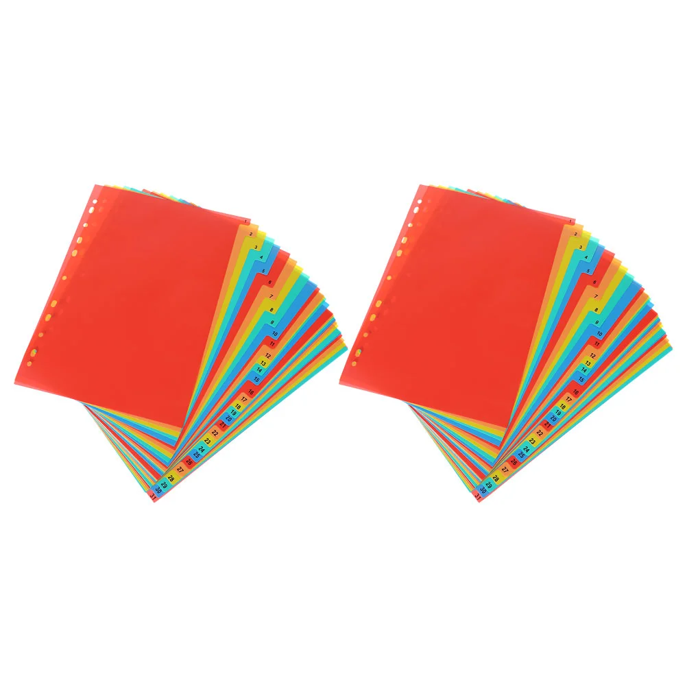 2 Sets Loose Leaf Folder File Separator Tabs for Notebooks Pvc Dividers with 11 Ring Binder