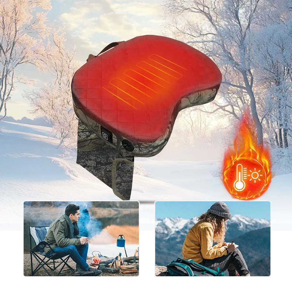 Hunting Heated Seat Cushion USB Power Heating Seat Cushion 3 Levels Outdoor Seats Cushion for Office Park Boat Stadium