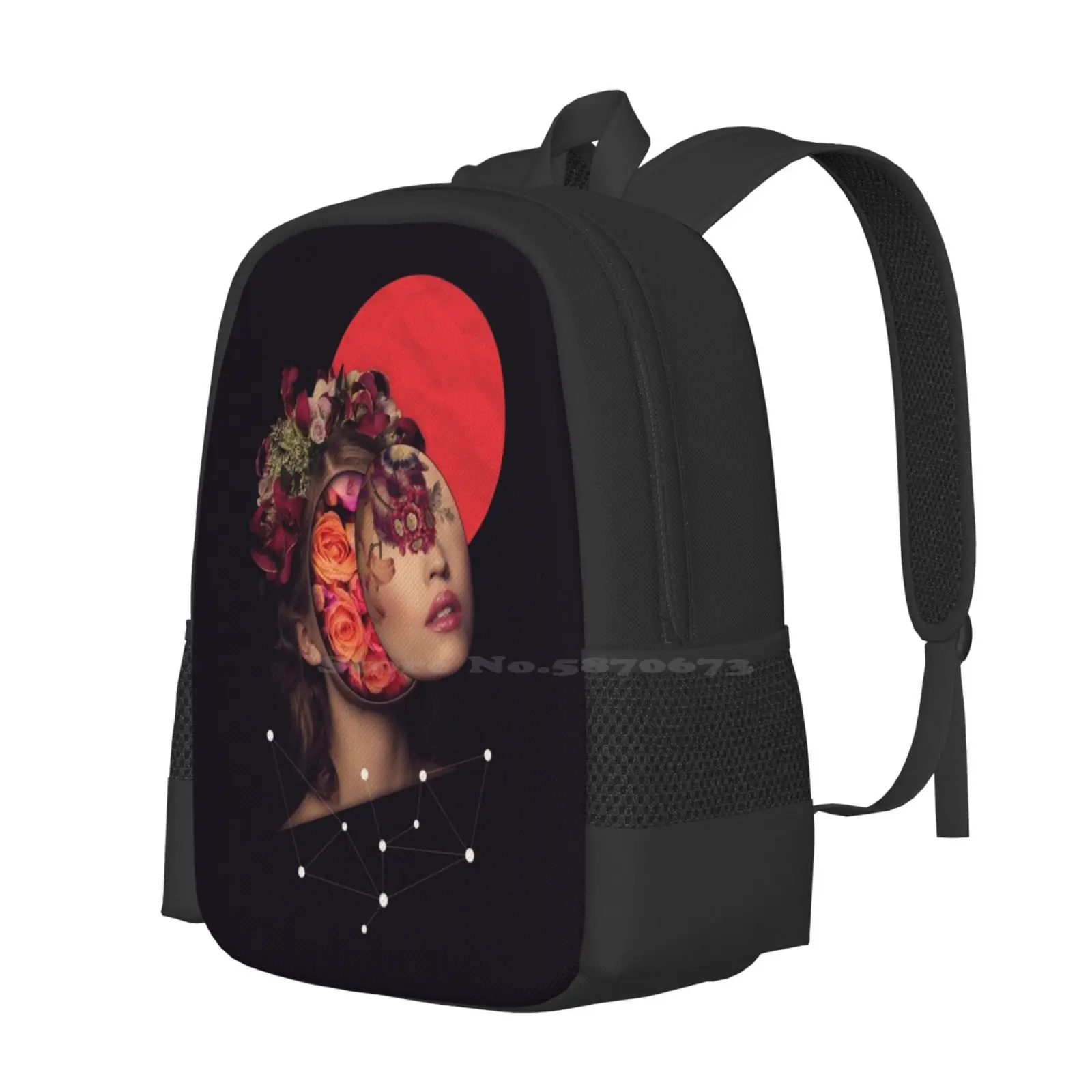 The Bride Backpacks For School Teenagers Girls Travel Bags Collage Woman Roses Flowers Face Black Red Signs Lips Abstract Modern