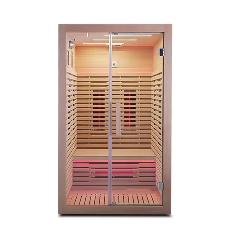 Indoor 2 Person Full Spectrum Infrared Sauna Hemlock Wood Steam Room Modern Home Custom