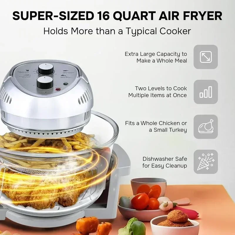 Big Boss 16 Quart Extra Large Oil-Less Air Fryer - Healthier, Crispier Cooking