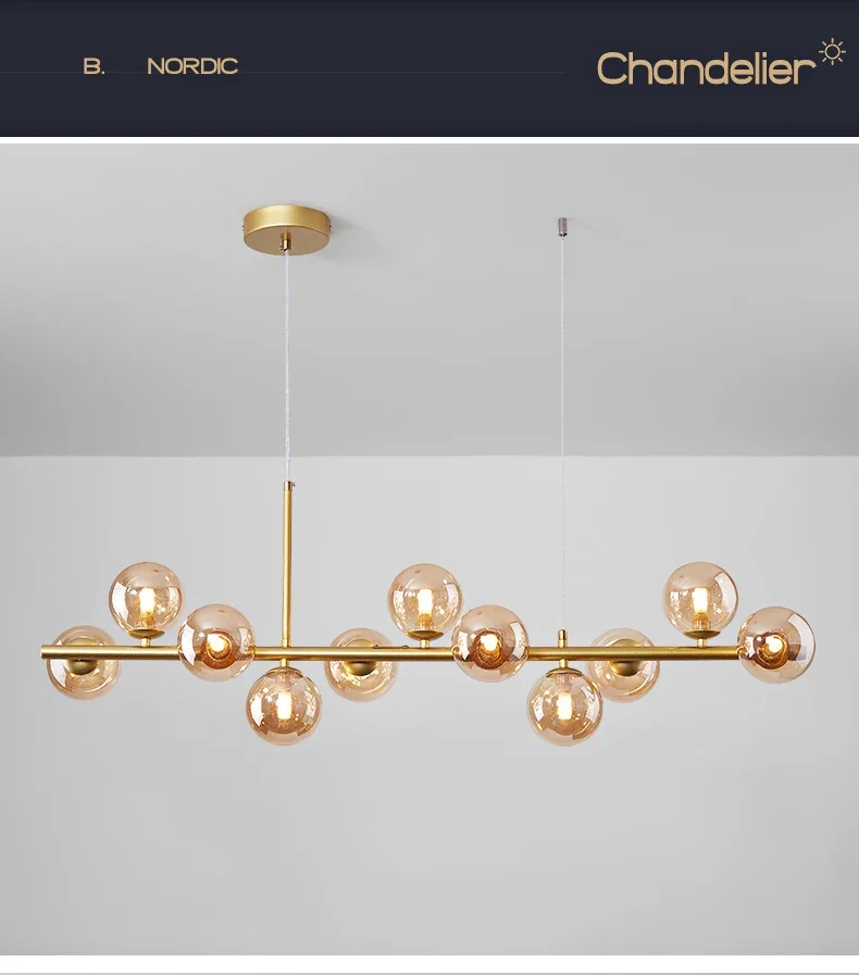 Modern Glass Ball Ceiling Chandelier for Table Dining Living Room Kitchen Island Pendant Lamp Home Decor Indoor Lighting Fixture