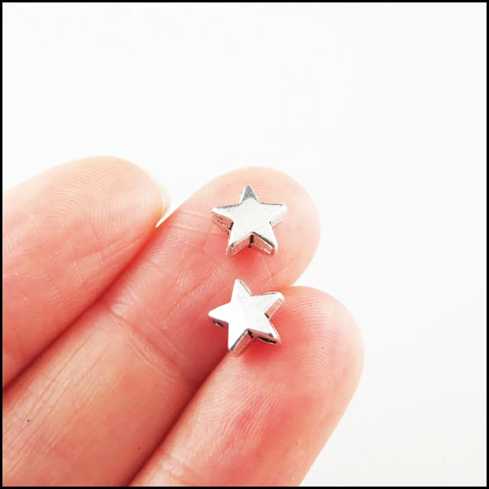 Fashion New Animal Elephant Square Star Palm Round Charms Spacer Bar Beads Tibetan Silver Plated — zdjęcie 6