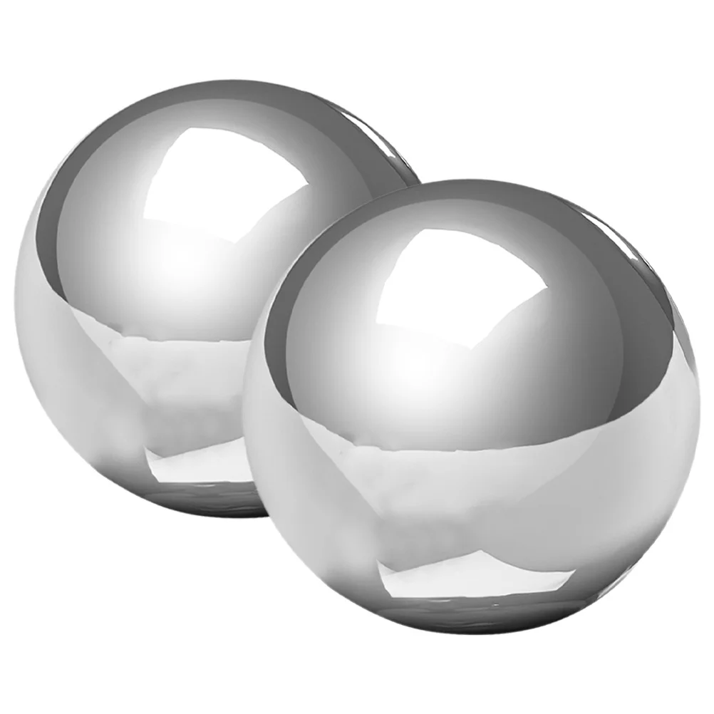 

2Pcs Stainless Steel Gazing Globe Polished Weather Resistant Hollow Sphere for Outdoor Garden Landscape Poolside Decoration
