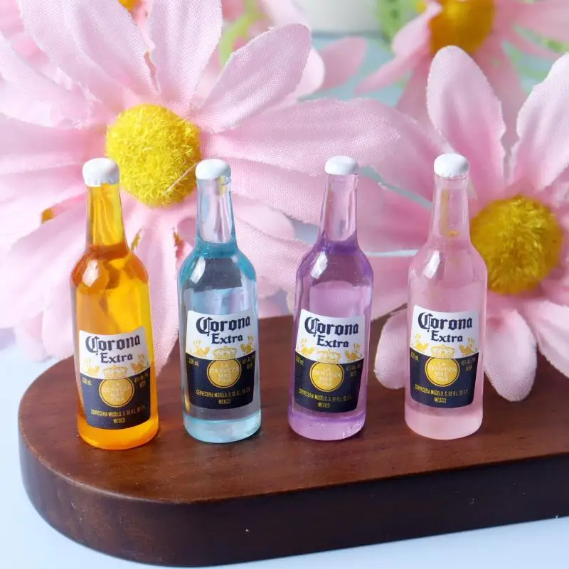 【M】10Pcs Mini Simulation Beer Bottles With Realistic Design 4 Colors Perfect For Dollhouse Decor DIY Crafts