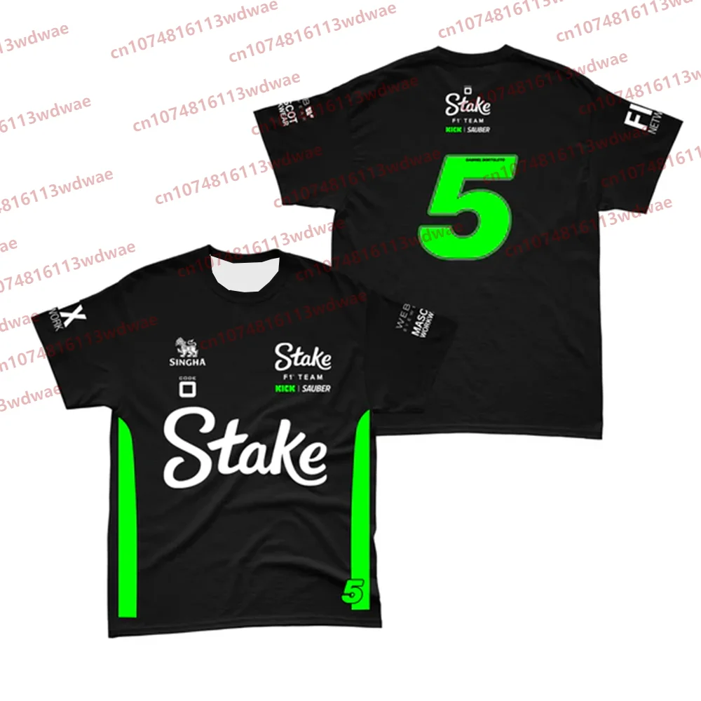 

Formula 1 Team Racing 3D Print T-Shirt.Stake Sauber.Team Jersey 2025 Team Bortoleto 5 Formula1 Team Race Fans Jersey KID Tees