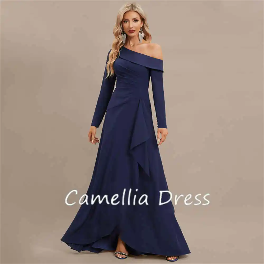 Simple A-line Evening Dresses One-Shoulder Prom Dresses Floor-Length Satin Formal Dresses Vestidos De Fiesta فساتين السهرة