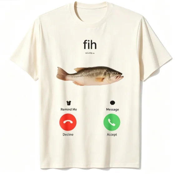 Herren-T-Shirt mit lustigem Fisch-Motiv und Meme-Grafik, Rundhalsausschnitt, kurze Ärmel, schwarze Basis, lässiges Alltags-Oberteil – Detail 2