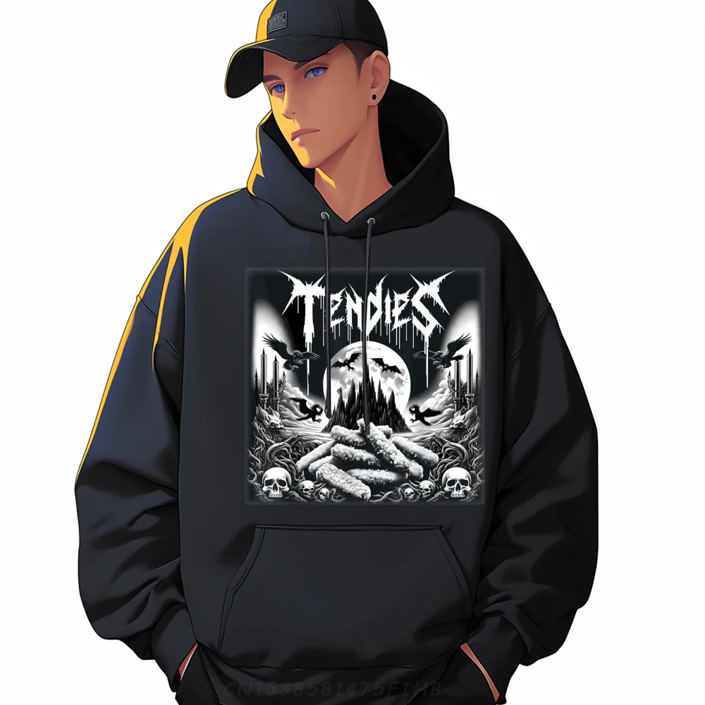 

Cool Chicken Tendies Meme Goth Black Hoodies Gift Idea Hip Hop Valentine Day Crewneck Long Sleeve Hoodies Funny Sweatshirt