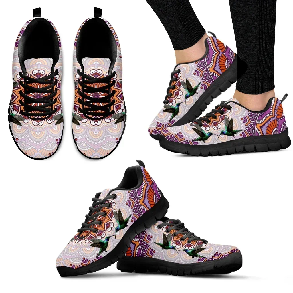 Custom Made Boho Hummingbird Design Luxury Brand Fashion Sneakers Comfortable Lace-up Outdoor Shoes Animal Print Zapatos Planos