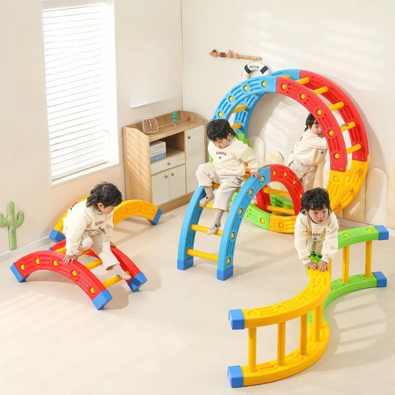 kindergarten-physical-sensory-integration-training-equipment-outdoor-toys-semi-circular-single-log-bridge-balance-board-games