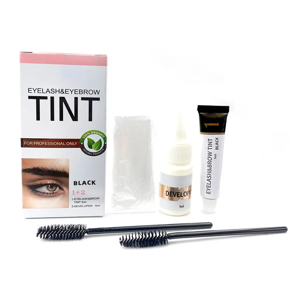 Semi Permanent Eyelash Eyebrow Dye Tint Kit 2 In 1 Enhance Waterproof Eyebrow Cosmetics Long Dye Brown Lasting Black Brow F F3k8