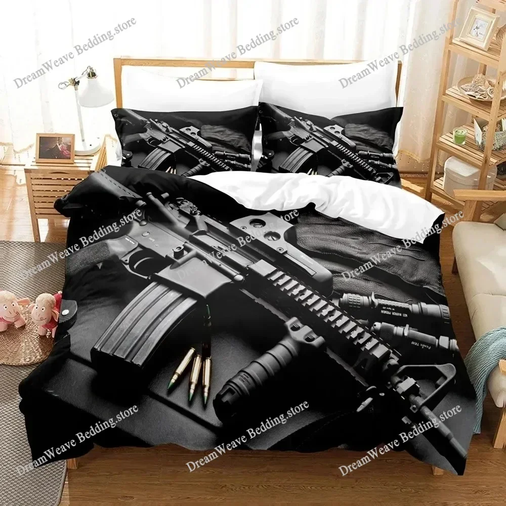

3D Print AK 47 Bedding Set Boys Girls Twin Queen King Size Duvet Cover Pillowcase Bed boys Adult Home Textileextile Luxury Gift9