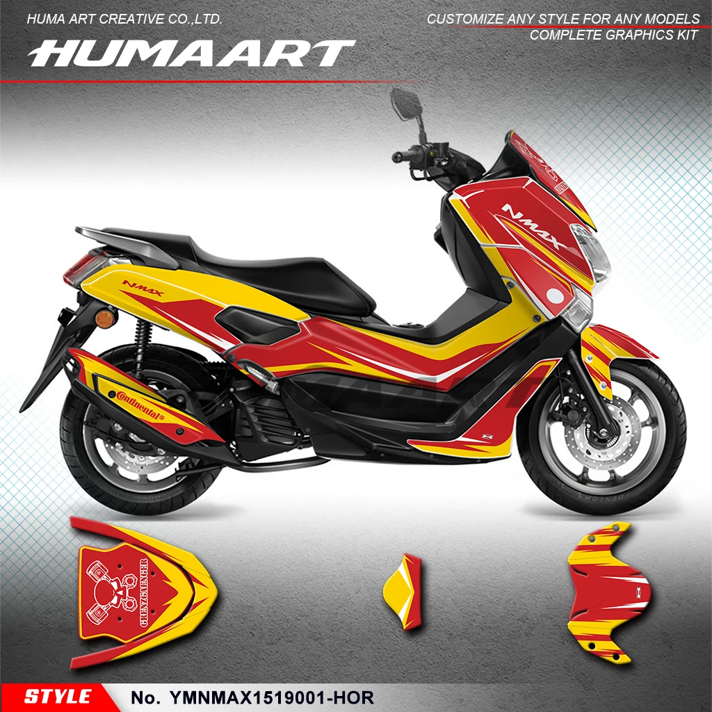 

HUMAART Graphics Sheet Stickers Complete for Yamaha NMAX 125 155 2015 2016 2017 2018 2019 Scooter, Rebuild, YMNMAX1519001-HOR