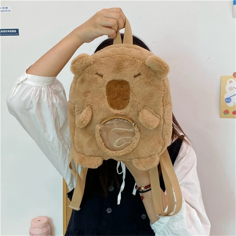 Playful Capybara Cartoon Backpack Convenient Bag Friendly Animal Photo Props Stable Mental Animal for Teens