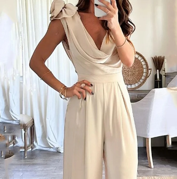 Jumpsuit Autumn New Fashion V-Neck Sleeveless Jumpsuit New Hot Selling Fashion Loose Wide Leg Pants