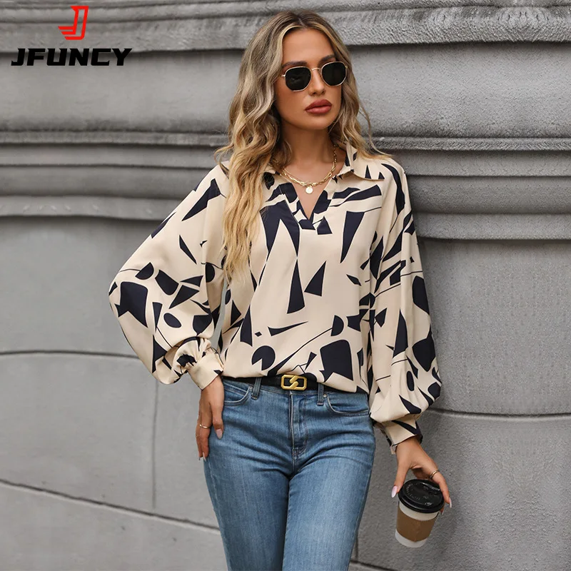 JFUNCY Fashion Women Blouse Woman Long Sleeve Tops Elegant Stylish Women\'s Blouses Summer Female Shirts Office Lady OL Clothing