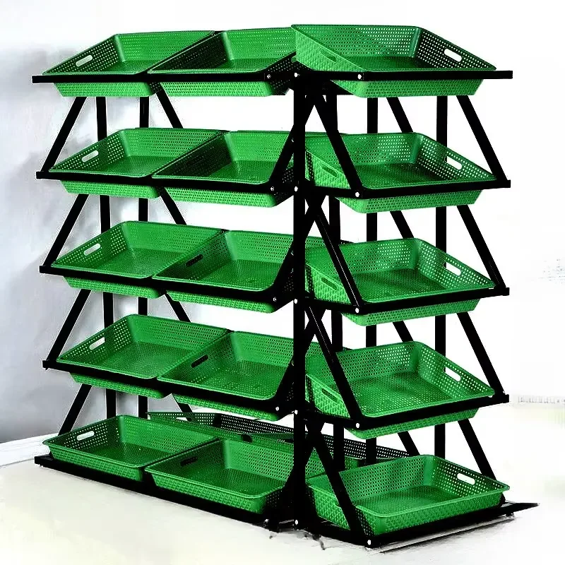 Detachable Retail Display Shelves for Supermarkets Commercial Fruit Vegetable Storage Rack Market Stand Shelf Unit
