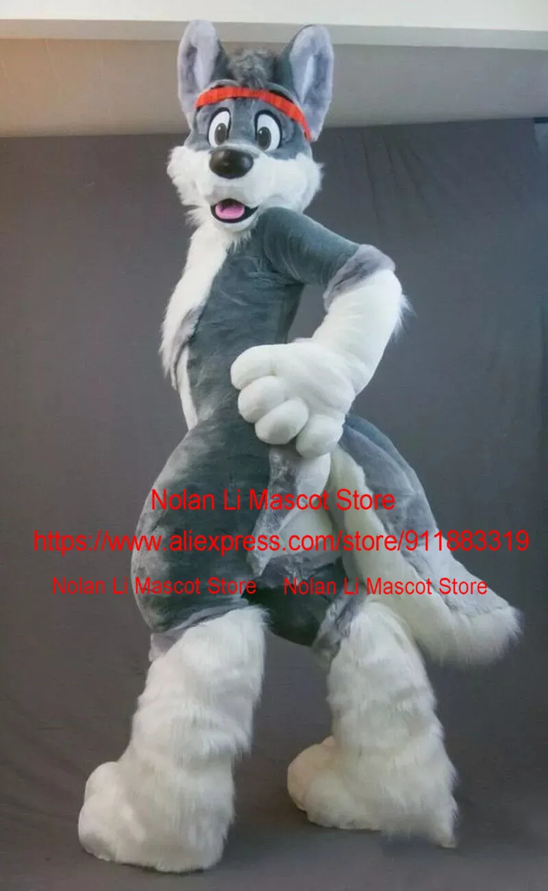 High Quality Gray Husky Dog Fox Wolf Mascot Costume Furry Set Role-Playing Game Fancy Dress Party Christmas Adult Size 1083