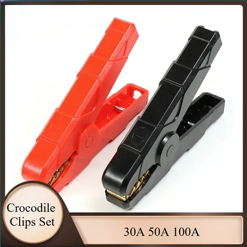 

Car Caravan Van Battery Test Lead Clips Plug Power Crocodile Clips Set 30A 50A 100A Black + Red Alligator Clip Connector