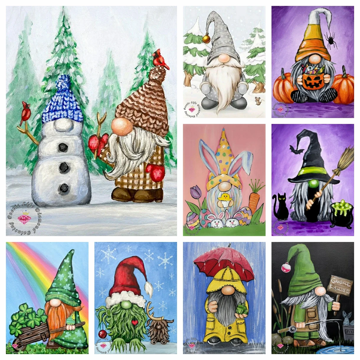 

Cartoon Gnome Snowman DIY Diamond Painting Cute Christmas Embroidery Cross Stitch Kit Mosaic Art Handmade Craft Home Decor Gifts