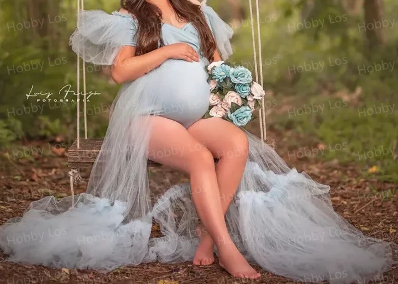 Charmante sexy Umstandsroben für Damen, langes Tüll-Fotoshooting-Schwangerschaftskleid, elegantes, einfaches formelles Abendkleid nach Maß
