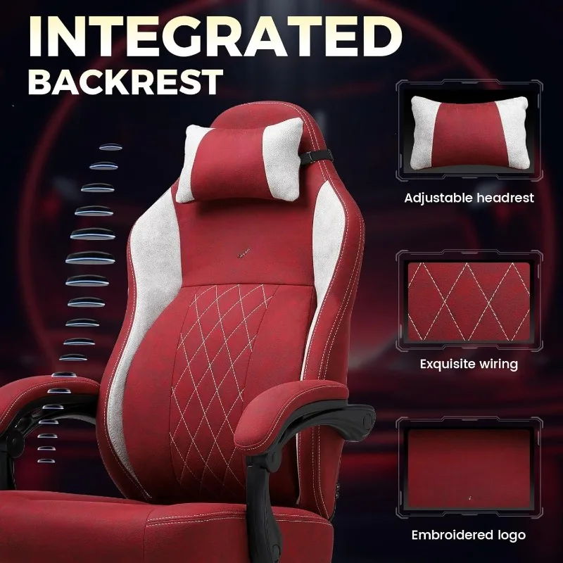 كرسي ألعاب كبير وطويل، كرسي كمبيوتر من القماش قابل للتنفس مع دعم قطني قوي، كراسي مكتب مريحة مع P #4