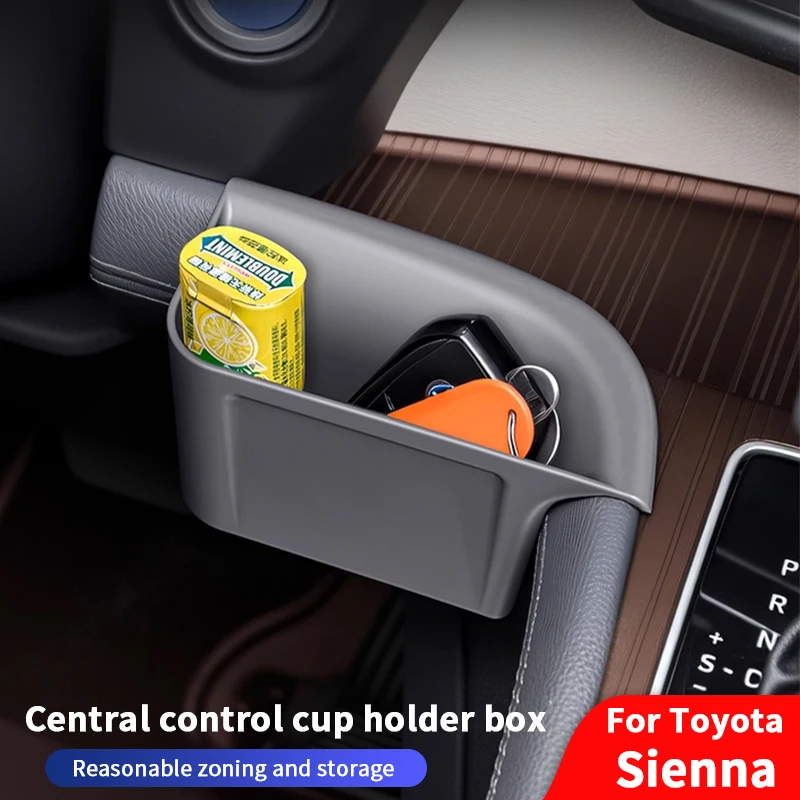 QHCP Center Water Cup Holder Hanger Box ABS Main Driver's Storage Box Small Hanger Box Organizer For Toyota Sienna Granvia 22-25