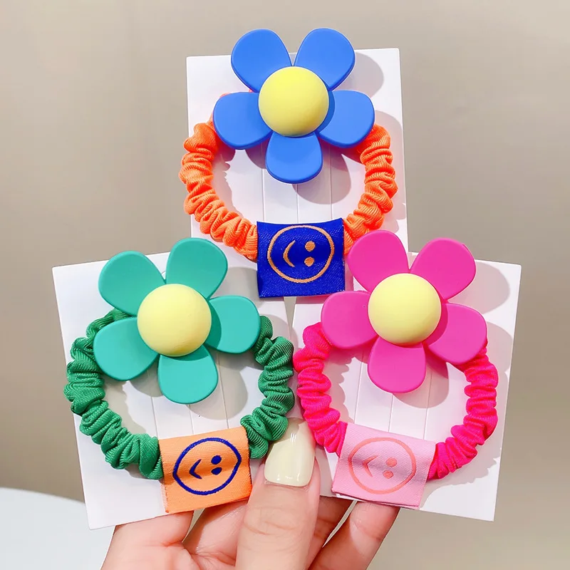 New Women Colorful Flowers Rubber Band Elastic Hair Bands Korea Headband Headdress for Girls Kids Hair Accessories Ornaments