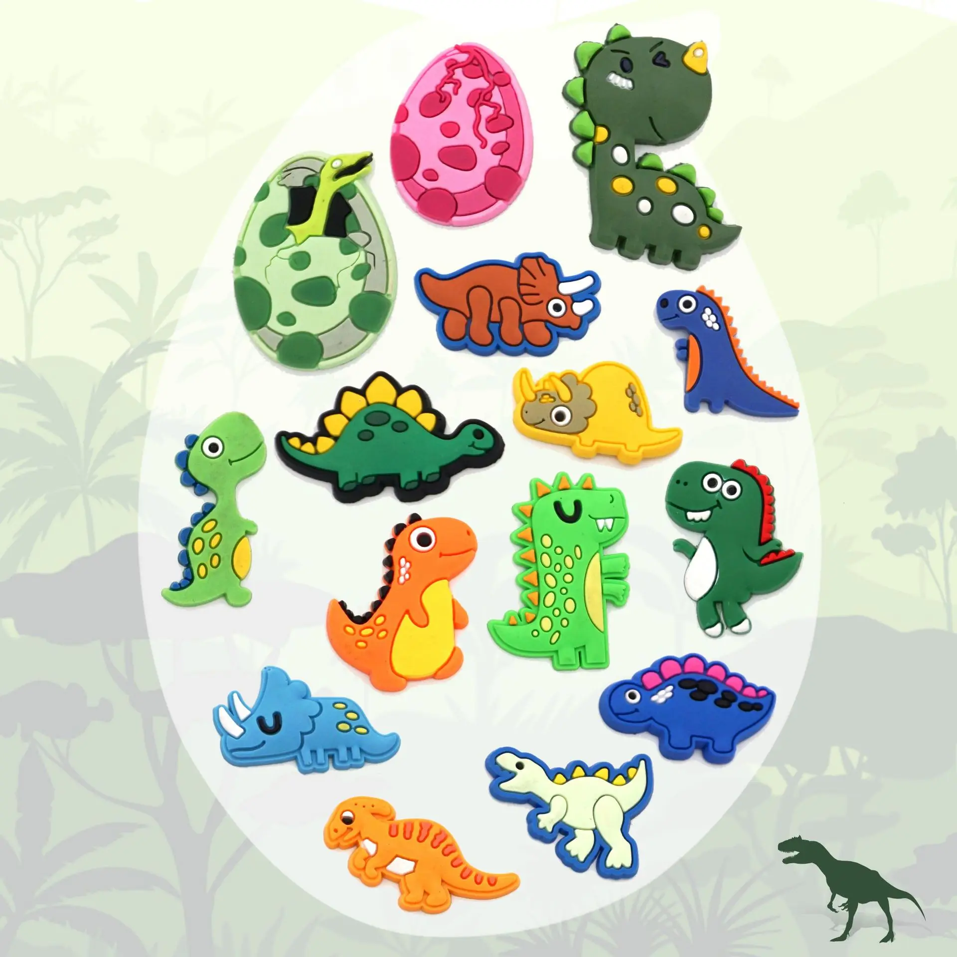 15Pcs Cartoon Dinosaur Shoe Charms for Slippers DIY PVC Soft Gel Footwear Accessories Fun Sandal Decorations Perfect for Cus