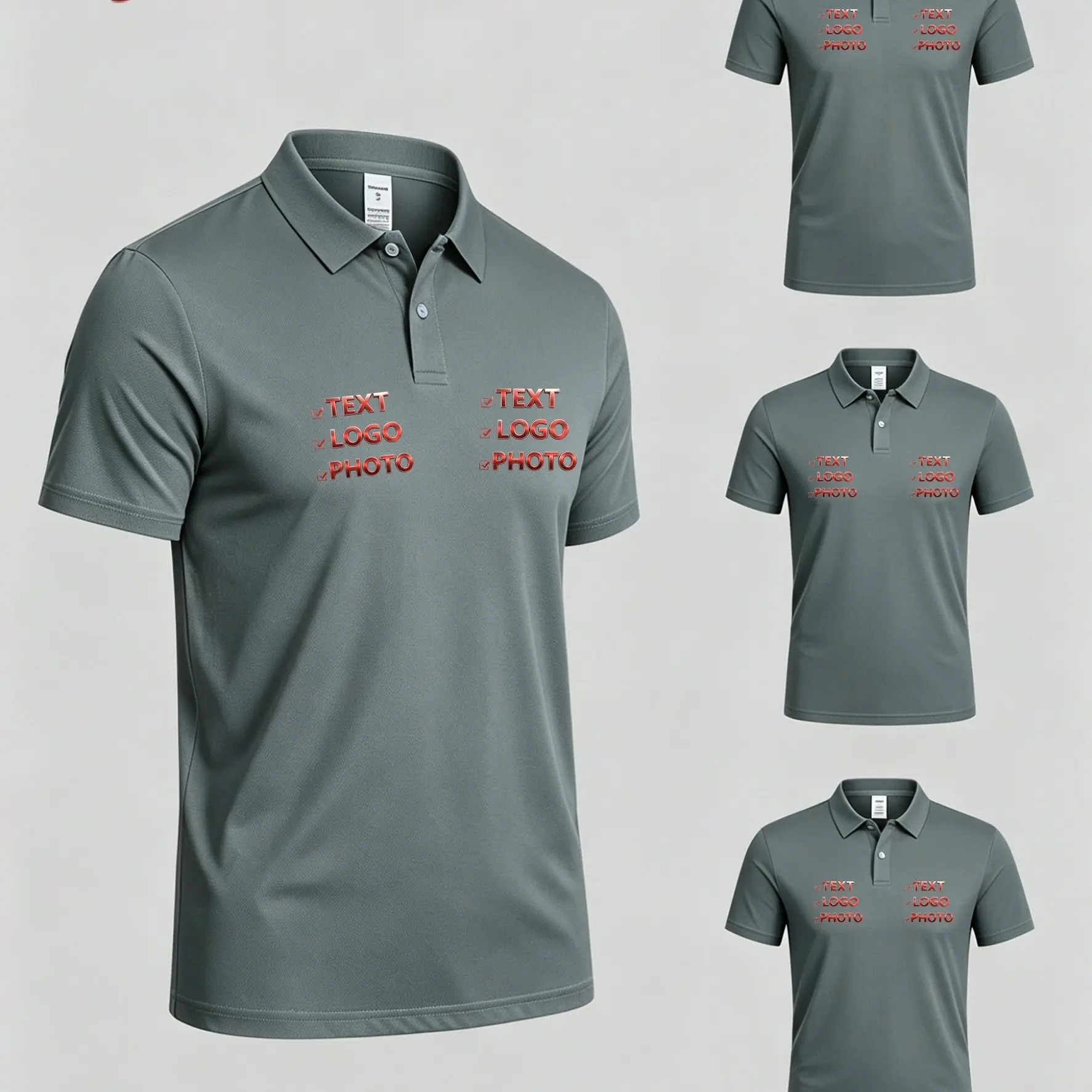 3pcs Custom Men's Quick-Dry Mesh Lapel Short-Sleeve Polo Shirts, Corporate Workwear with Printed LOGO for Team Building