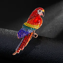 SHMIK Vintage Women Men Parrot Bird Crystal Heavy Industry Badges Brooches Retro Classic Gorgeous Rhinestone Unisex Pins Jewelry