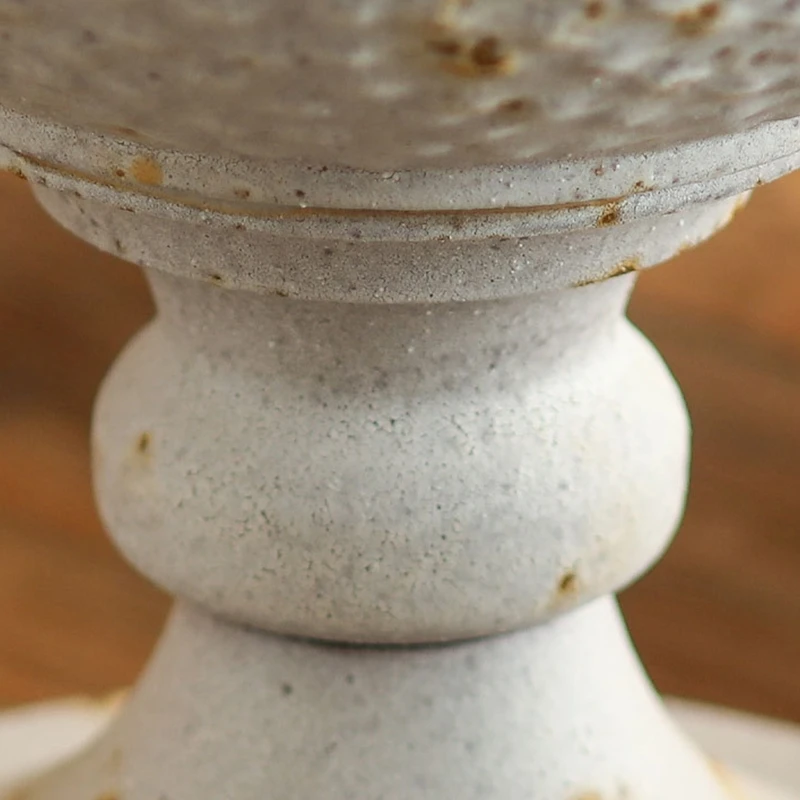 Distressed Antique White Metal Vases With Embossed Pattern Tall Trophies Planter