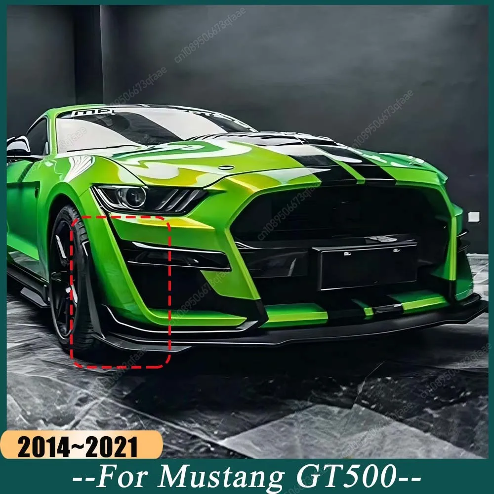 

One Set Front Bumper Corner Spoiler Prevent Collision Front Side Corner Winglet Splitters For Mustang GT500 2014 to 2021 Black