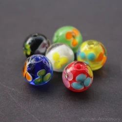 20Pcs 12mm Handmade Glass lampwork beads 3 mix Flower Beads multi- Color  for jewelry making Wholesale and Retail