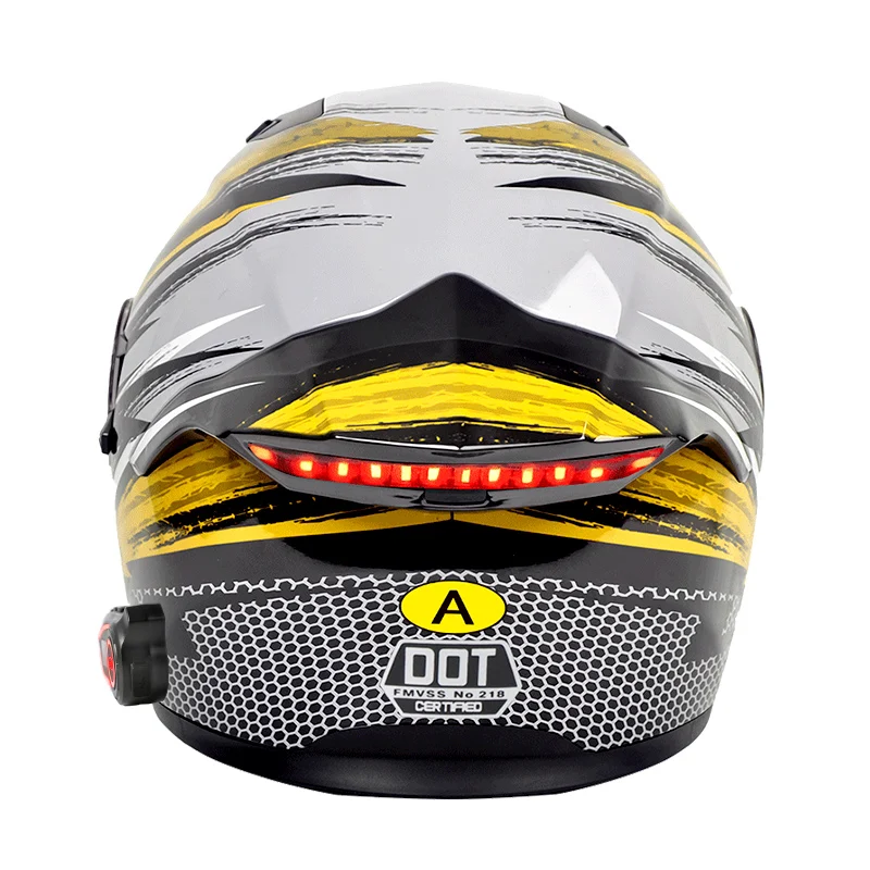 Factory Wholesale ABS Material LED Intelligence Tail Light Motorcycle Helmet with Bluetooth Dual Lens Motorcycle Flip up Helmet
