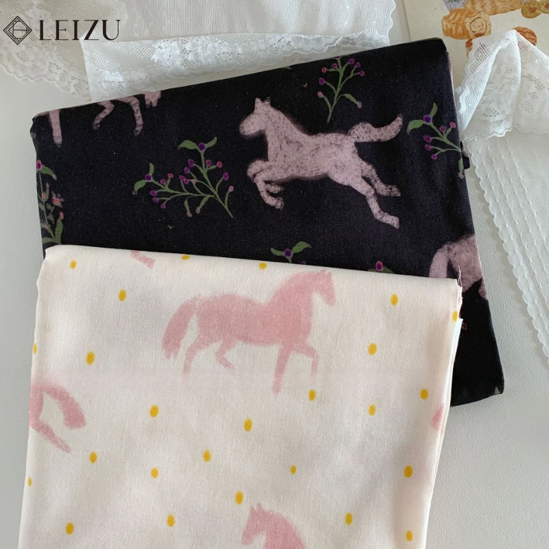 

0.5/1/2M Pure Cotton Cartoon Pony Printed Fabric Year of The Horse Luggage Handmade DIY Child's Clothing Home Clothes Sleepwear