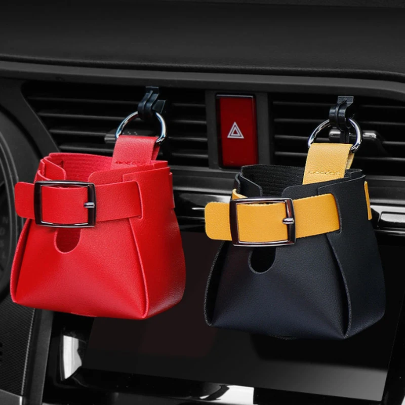 

Car Air Vent Storage Bag Air Vent Dashboard Tidy Hanging Organizer Box Hanging Multi-functional Leather Storage Bag Organizer