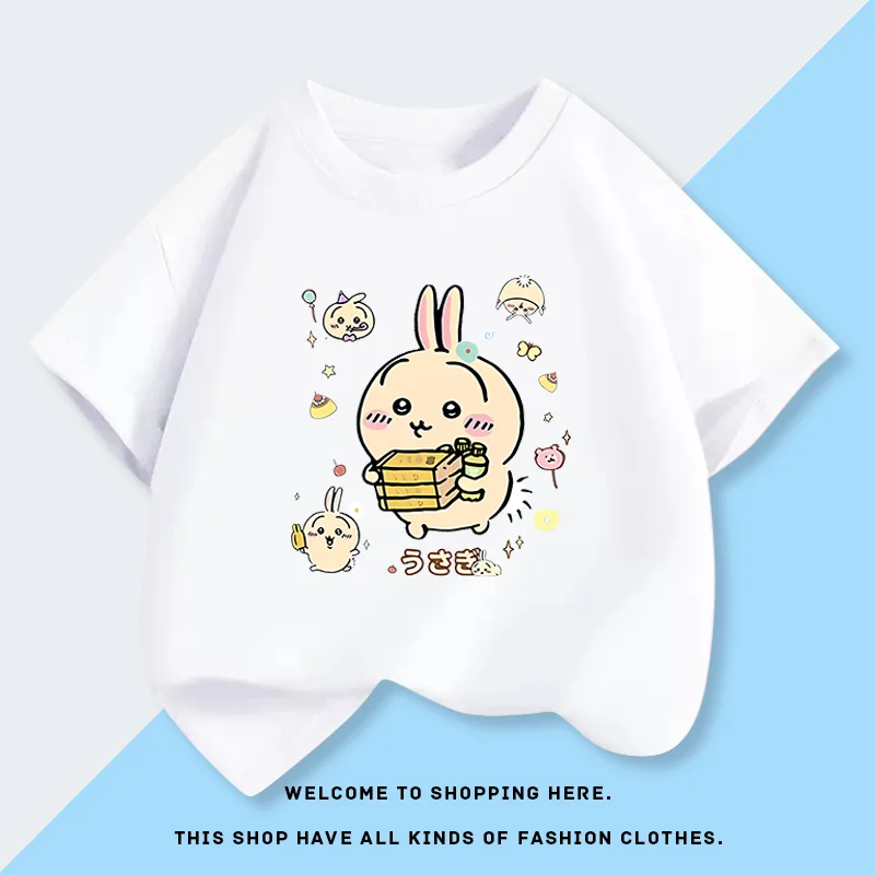 Chiikawa Weiches Niedliches Anime-Charakter T-Shirt, Unisex Locker Sitzendes Lässiges Sommer-Kurzarm-O-Neck Harajuku Streetwear Alltags-Oberteil – Detail 5