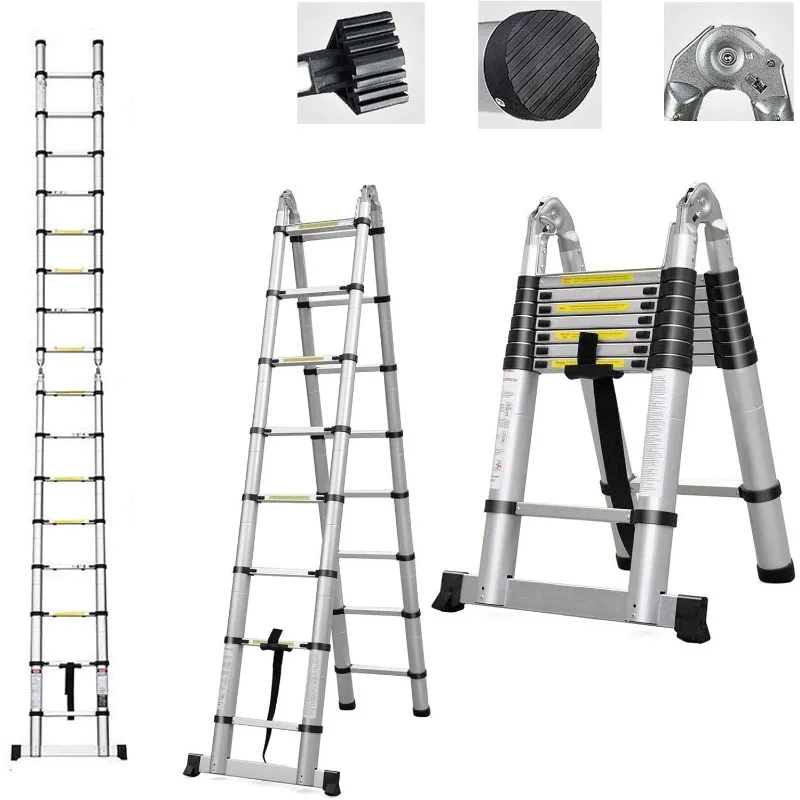 

Telescoping Ladder A Frame 8FT/2.5M Straight Ladders 16.5ft Folding Extension Step Ladders Aluminum Compact Retractable for Busi