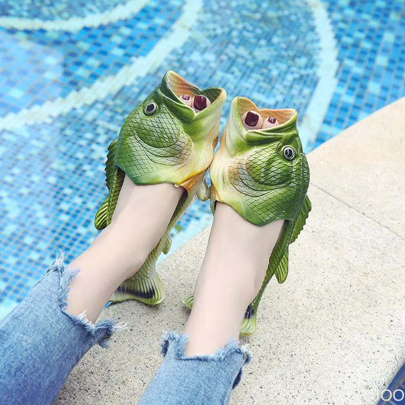 Slippers Man Funny Footwear Family Shoes Parent-child Sandals Plus Size 24-47 Summer Beach Shoes Boys Unisex Fish Slippers 2023
