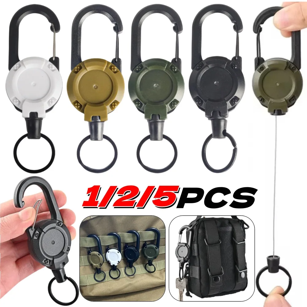 Heavy Duty Retractable Rope Carabiner Outdoor Steel Wire Rope Spring Key Chain Multi Functional Rebound Anti Loss Rope Buckle