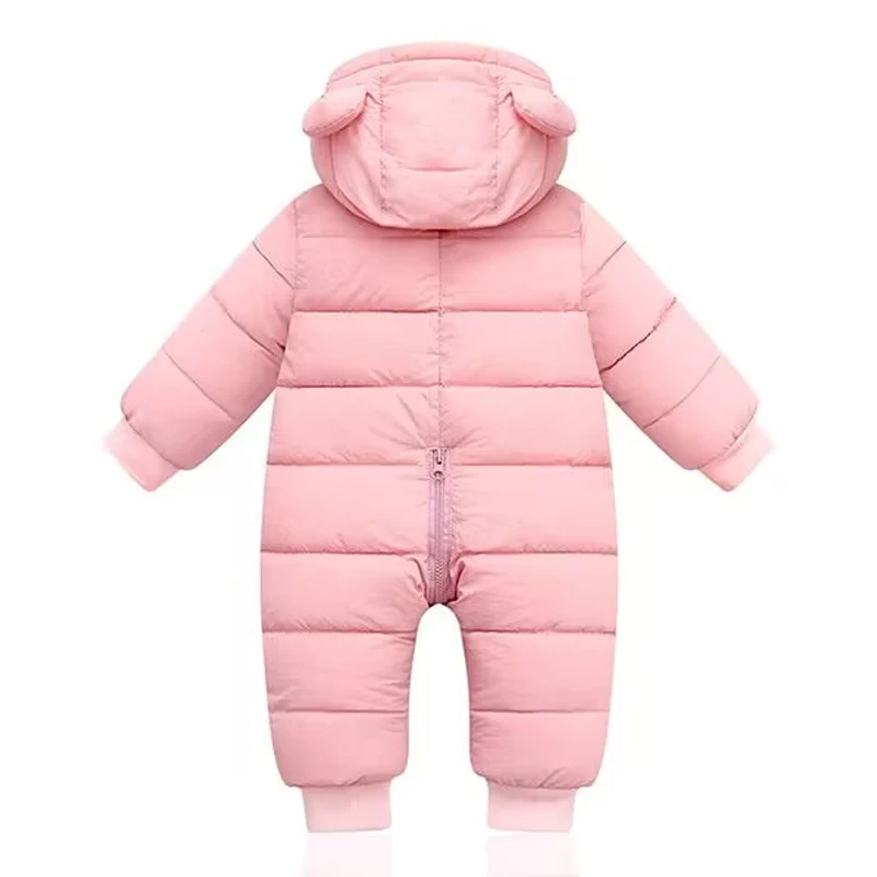 2024 childrens clothing winter new baby and toddler thick down cotton jumpsuit for men and women hooded climbing suit