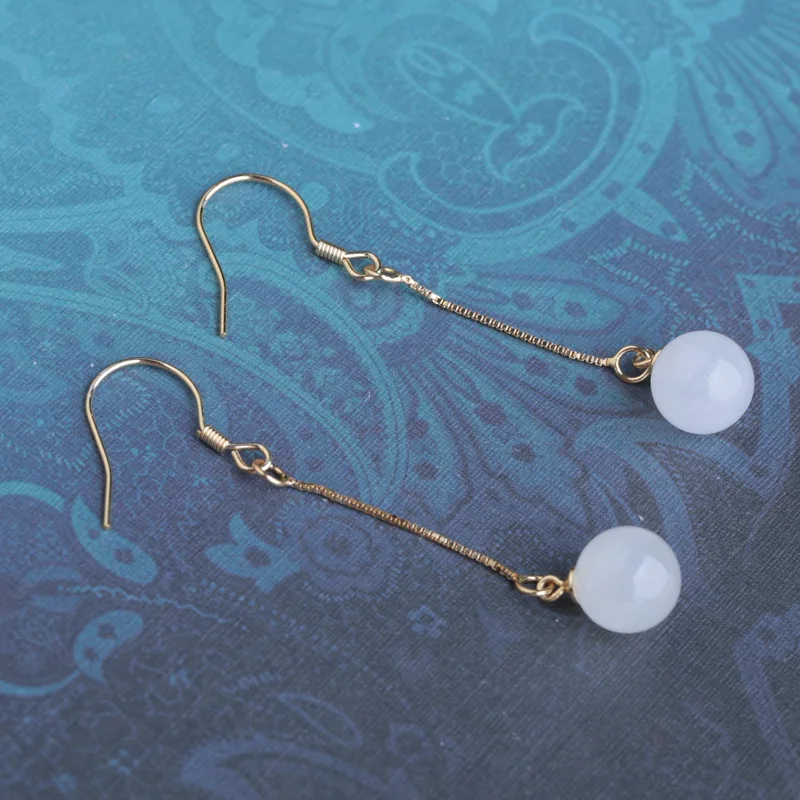 

8mm Ancient Style Hetian Bead Certificate, Matching with Cheongsam and Hanfu, Personalized Jade Earrings, Nat