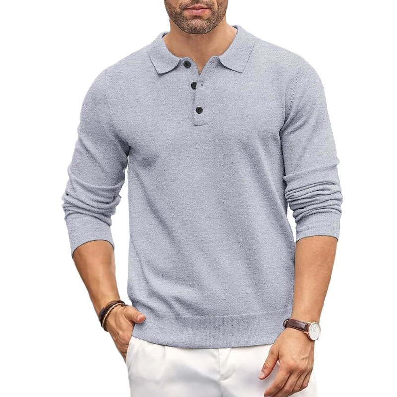 Animal Game Heren Poloshirts met knopen Slanke Mock Neck Shirt Gebreide polotruien Vrijetijdskleding Jumper Winter thermische trui