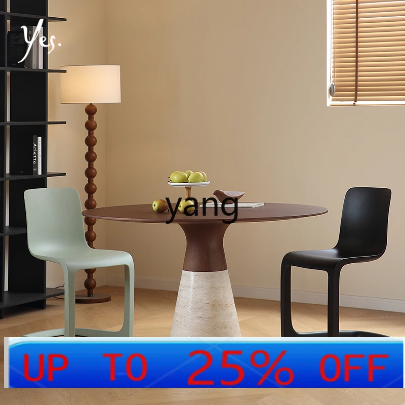 

LMM Retro Style Antique Style Travertine Base Walnut Wood