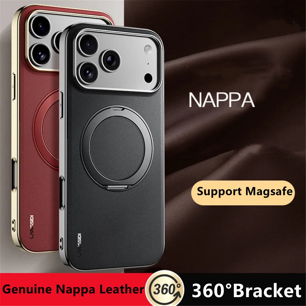 

Чехол для беспроводной зарядки из воловьей кожи премиум-класса Nappa для iPhone 17 Pro Max 17, деловой чехол