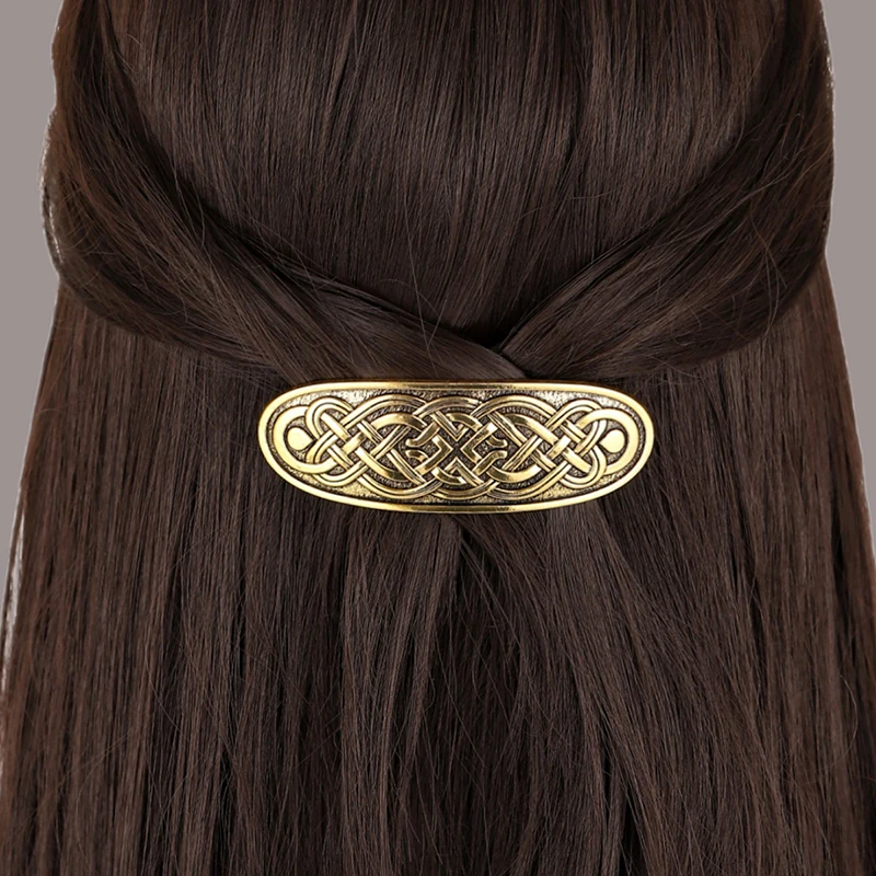 Retro Alloy Simple Personality Long Celtic Knot Spring Clip Ladies Back Head Hairpin Elegant All-match Hair Accessories